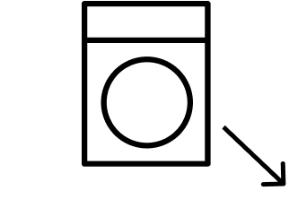 Dryer icon with arrow to show it being pulled away from the wall