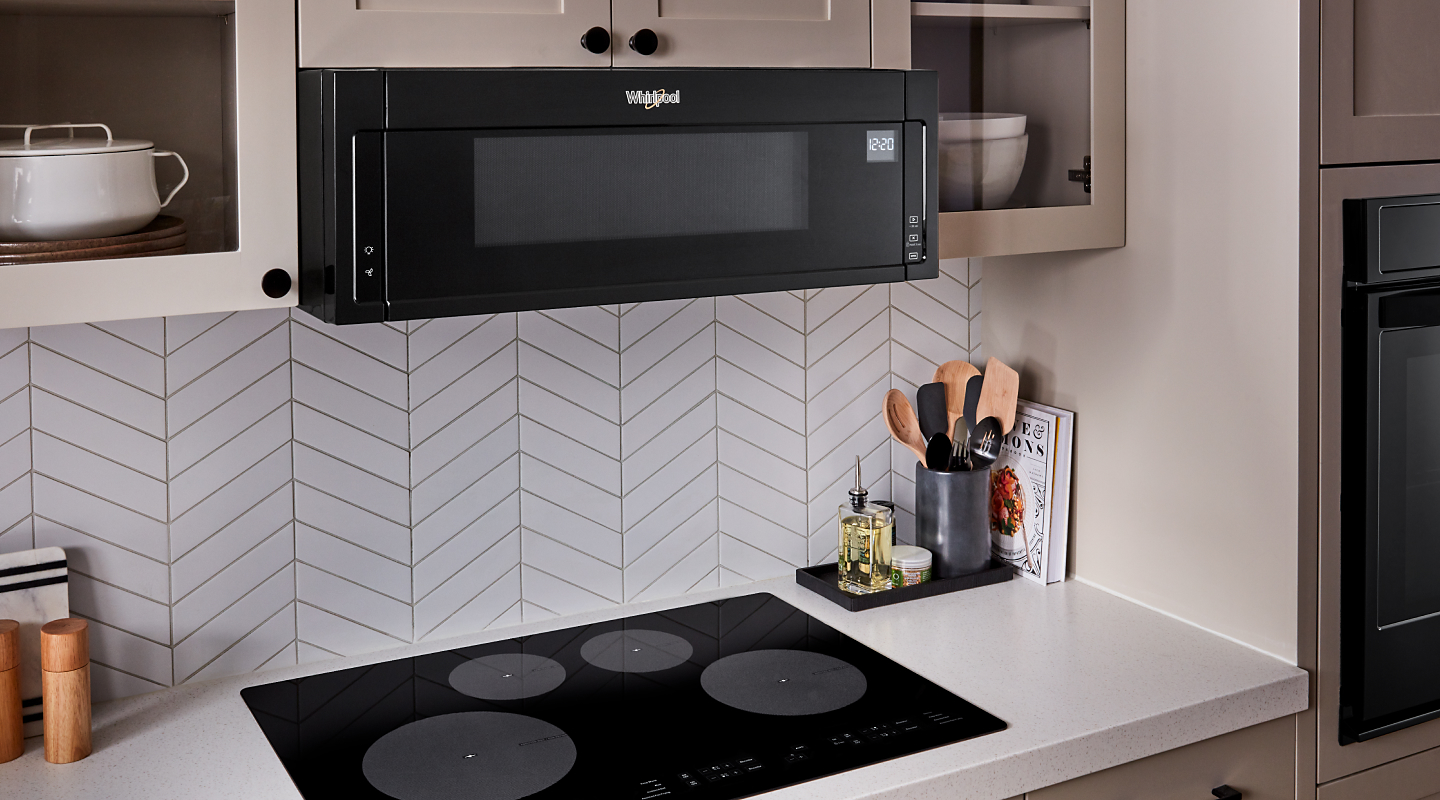 Whirlpool® Low Profile Microwave in off-white cabinetry