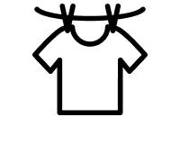 A clothesline and shirt icon.