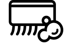 A scrub brush with soap suds icon