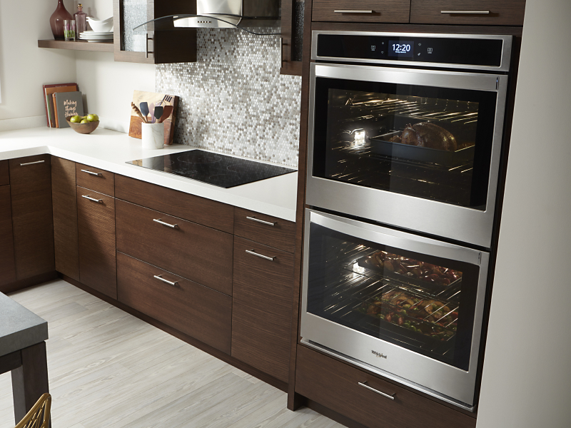 Whirlpool®  double wall oven in a modern kitchen