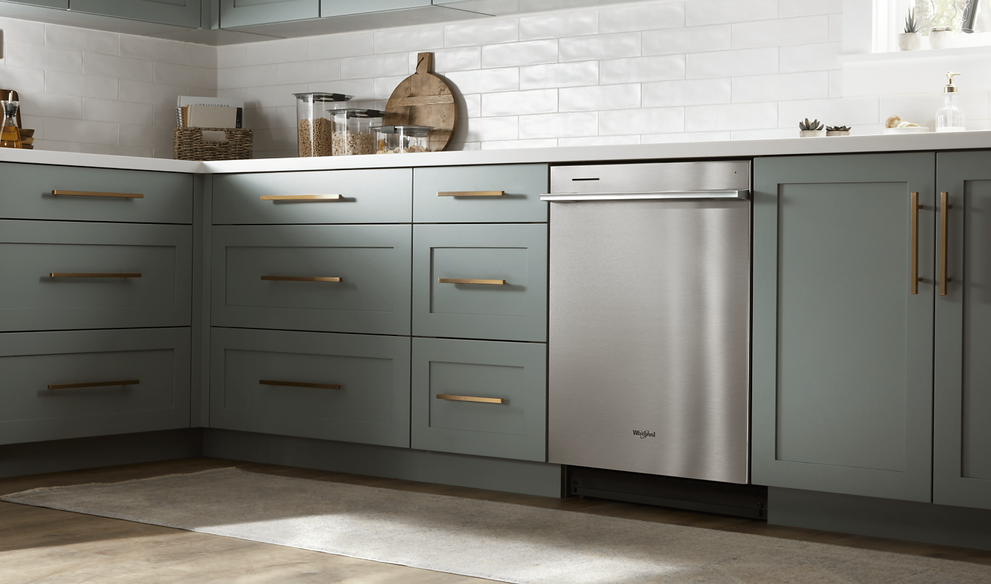 A Whirlpool® Dishwasher set in a kitchen