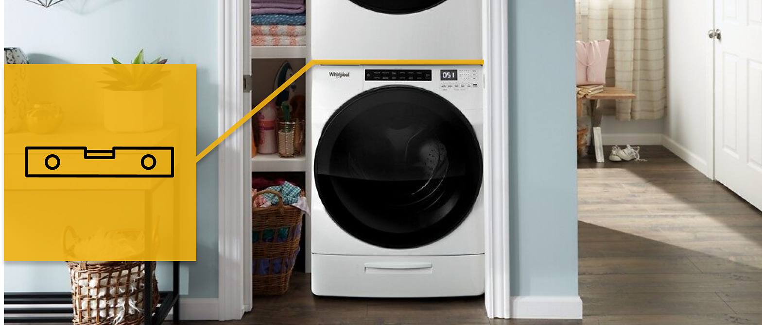 Washer with a leveling icon