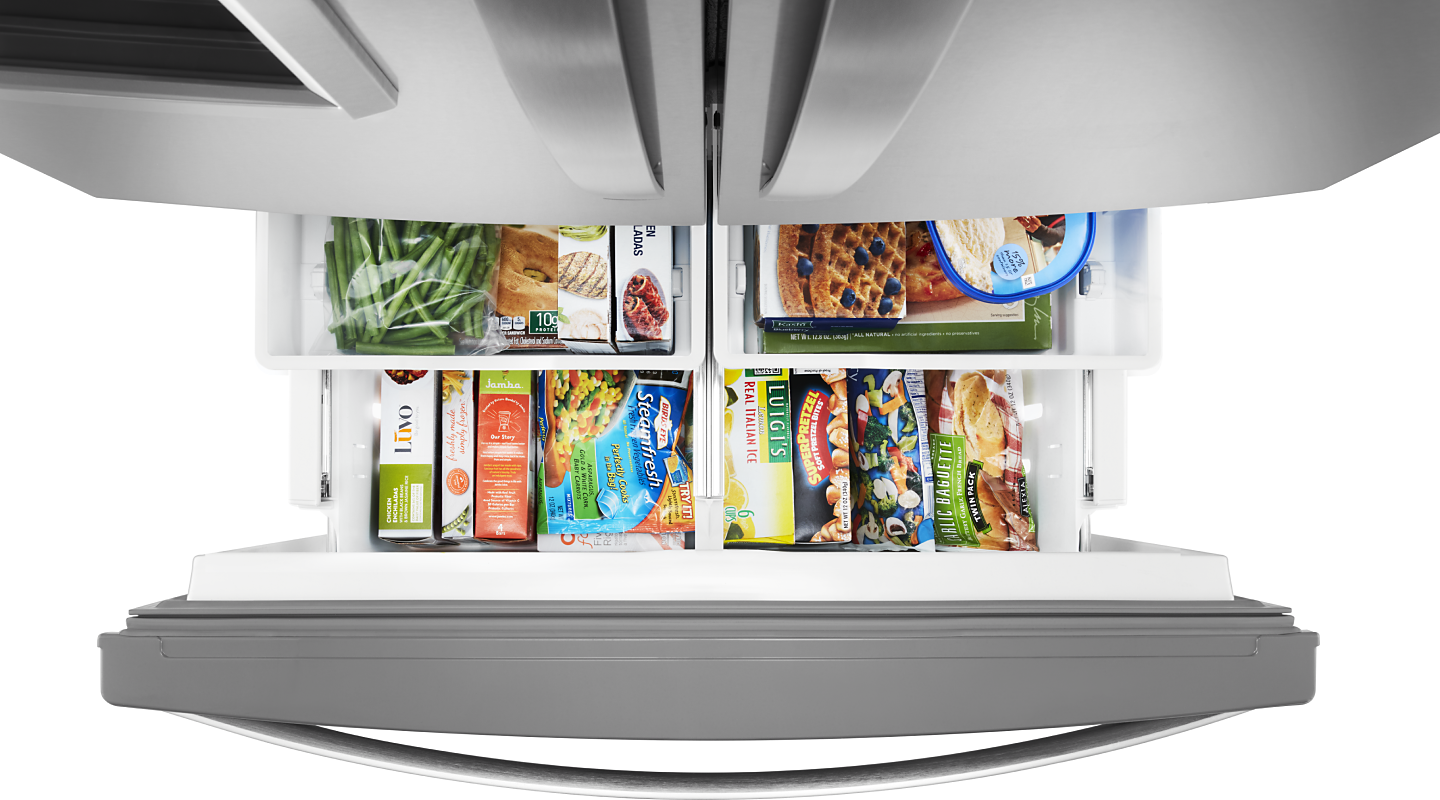 Aerial view of an open Whirlpool® freezer