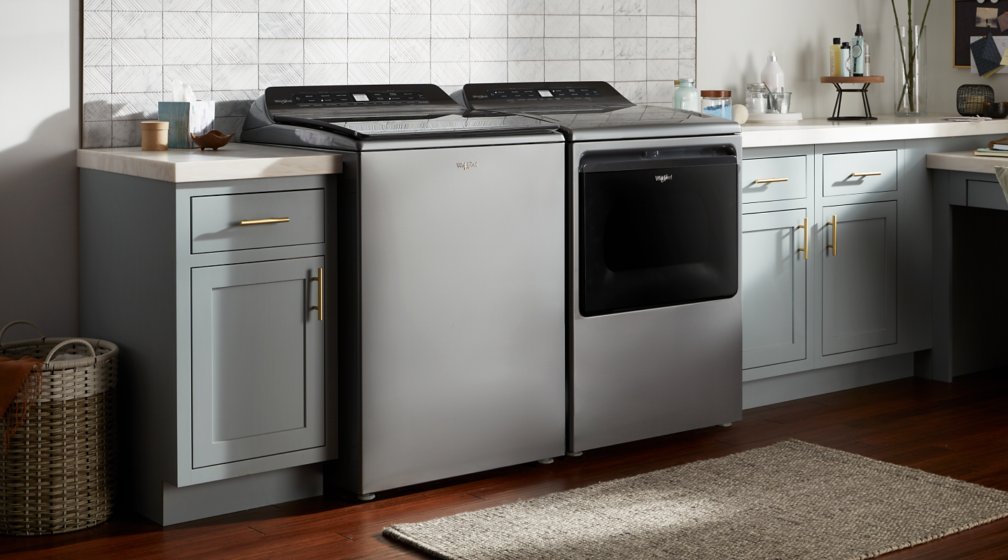 A Whirlpool® washer and dryer pair