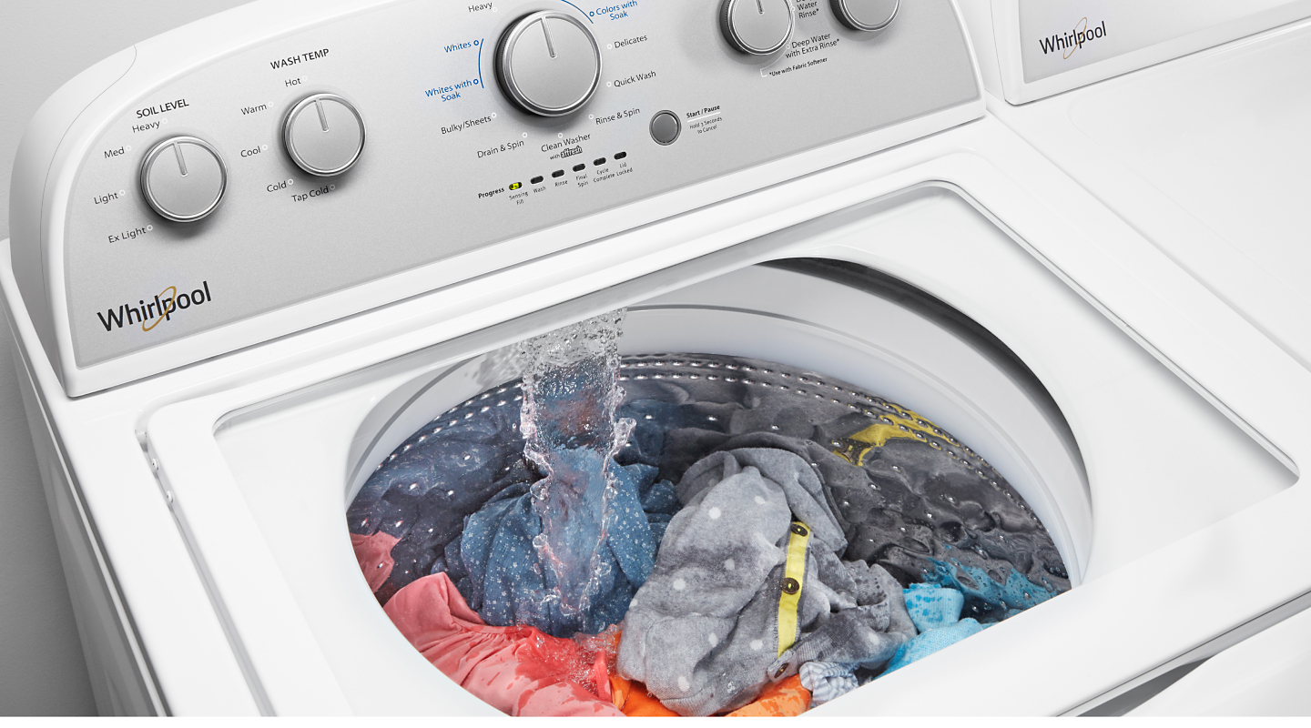 Clothing being washed in a Whirlpool® washer