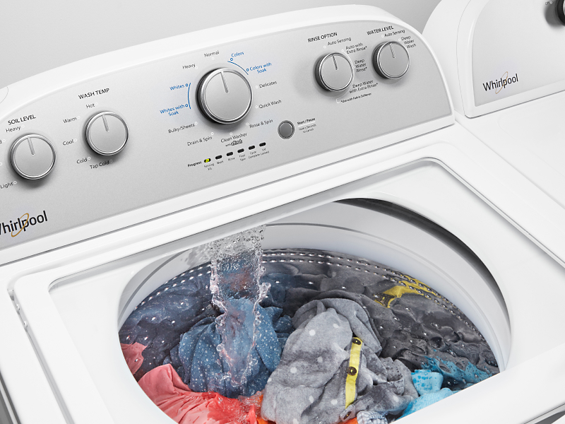 Clothing being washed in a Whirlpool® washer