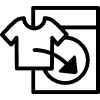 Shirt with arrow towards washer icon