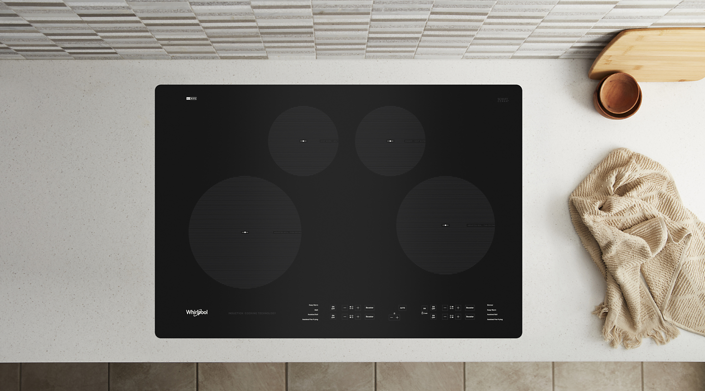 Overhead view of an induction cooktop