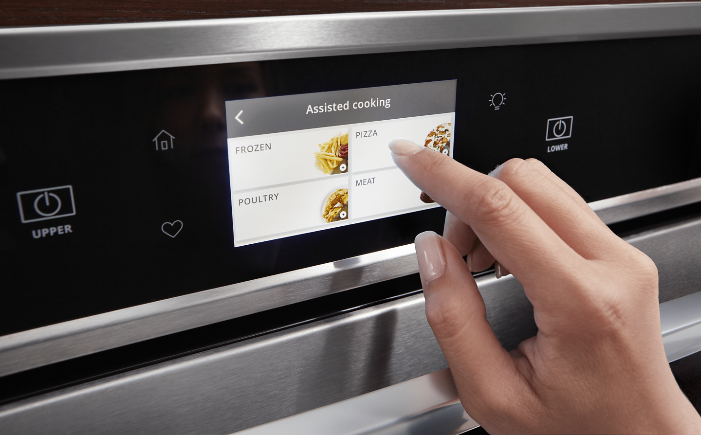 Selecting options on smart oven touchscreen