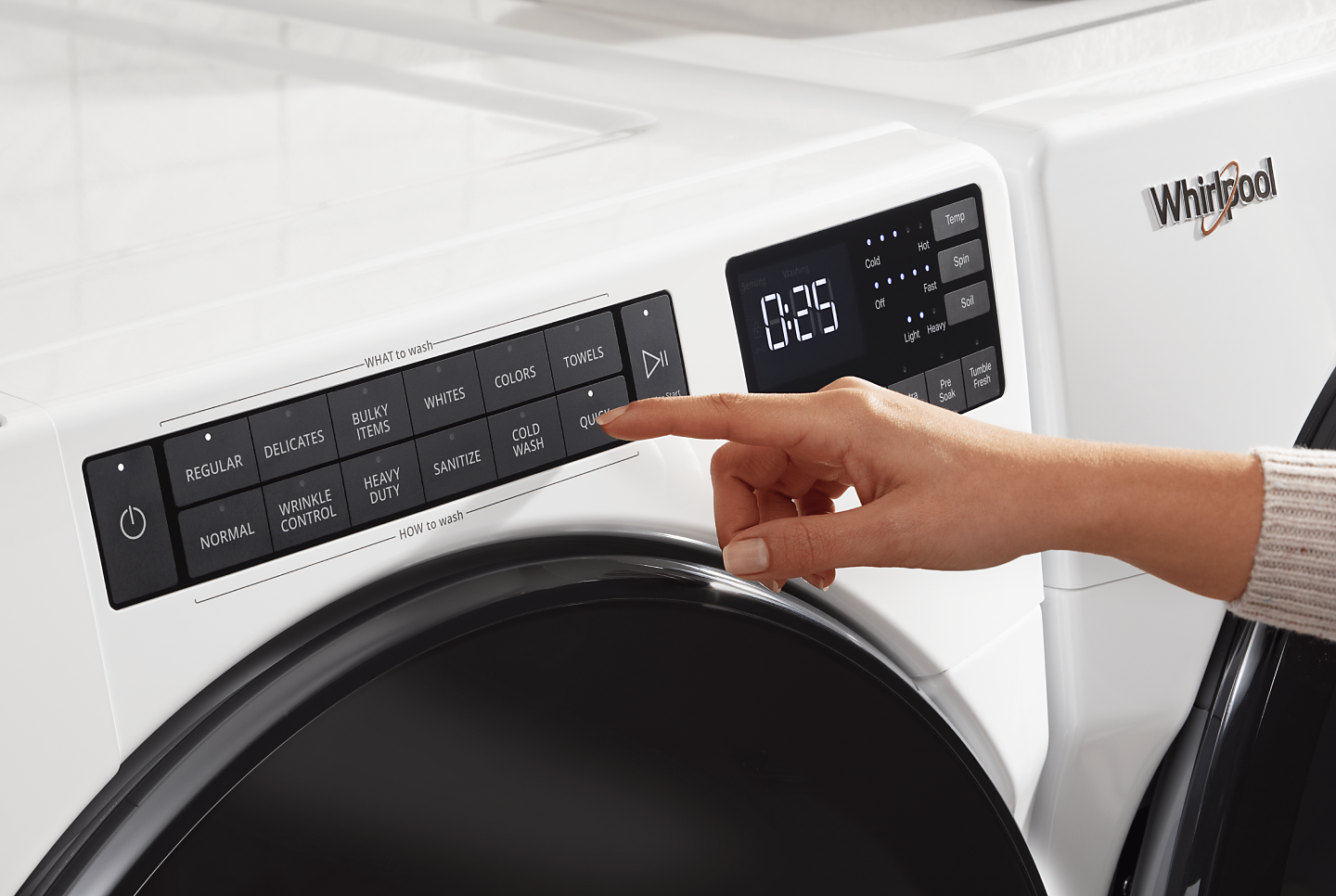 Washer control panel with "Quick" being selected