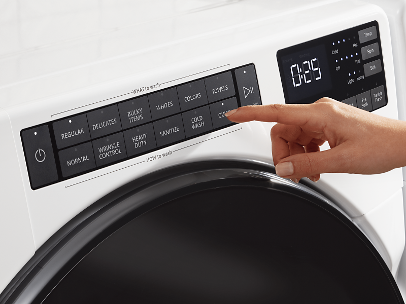 Washer control panel with "Quick" being selected