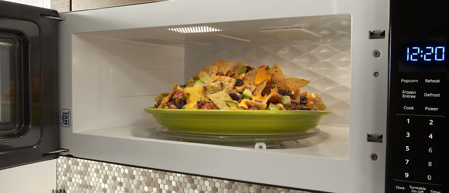 Nachos inside a microwave