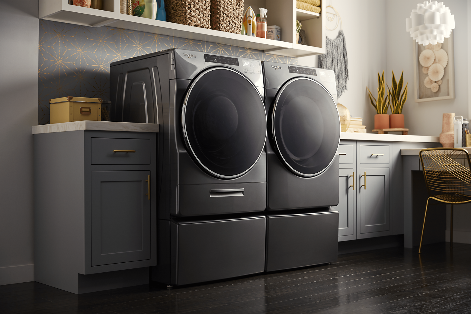 Whirlpool® Washer and Dryer in a laundry room