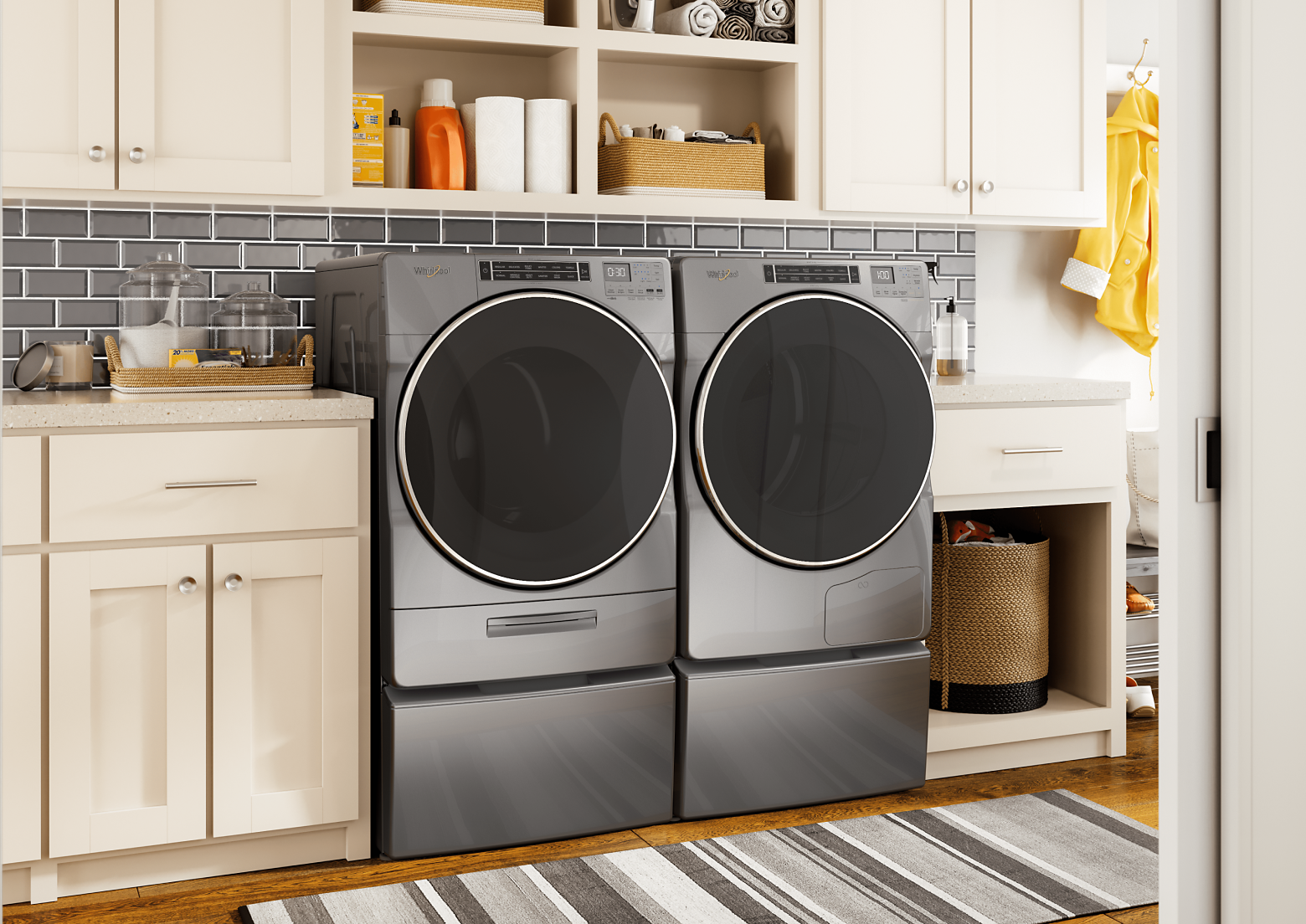 Whirlpool® Washer and Dryer in a laundry room