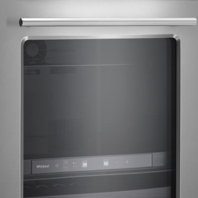 Whirlpool brand undercounter fridge with towel bar