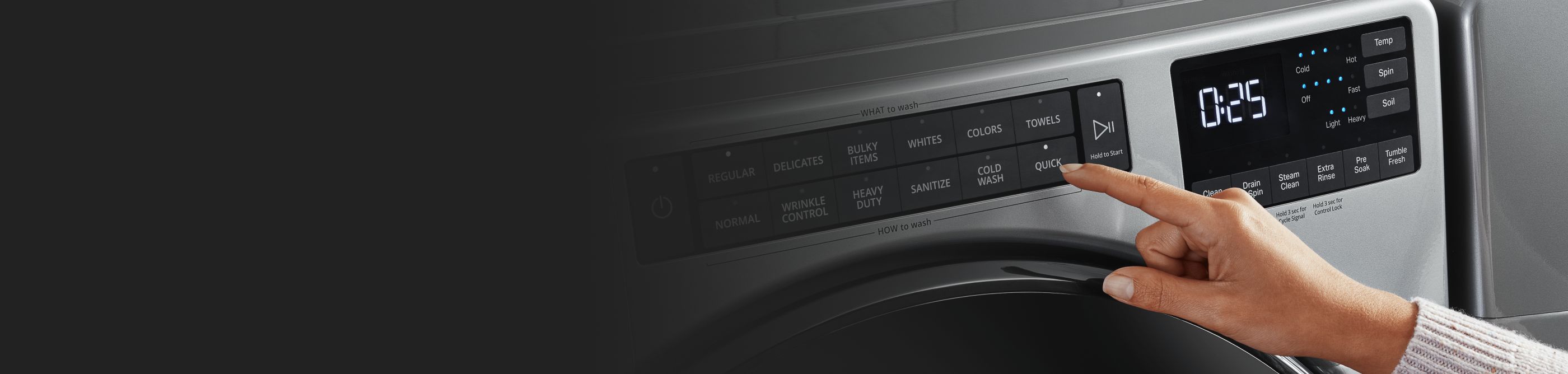 Pressing a button on a washer