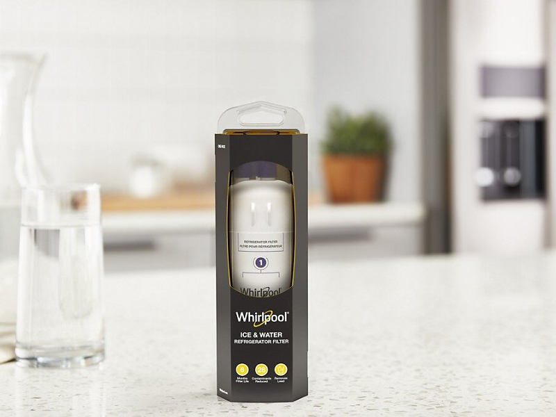 A Whirlpool® refrigerator filter for ice and water