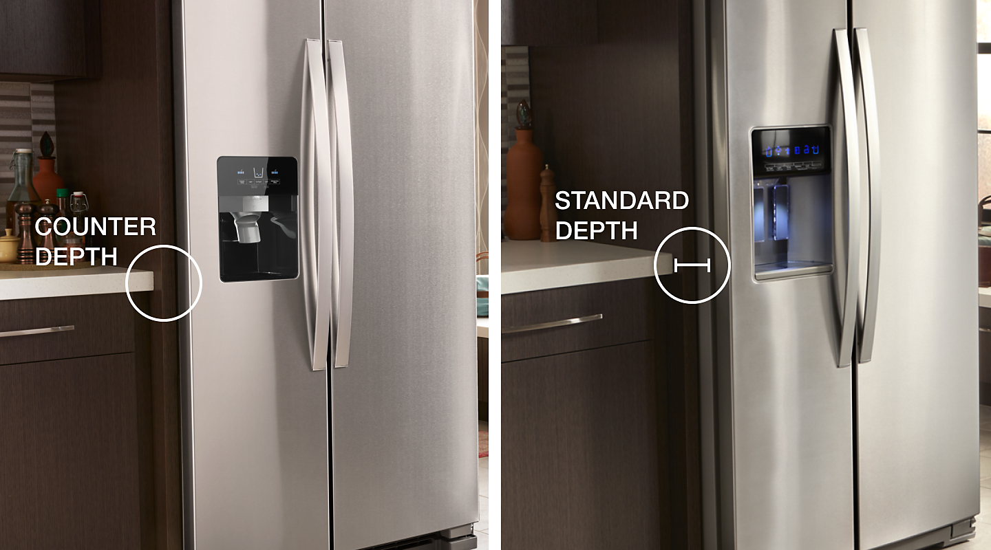 A counter-depth and standard-depth fridge side by side