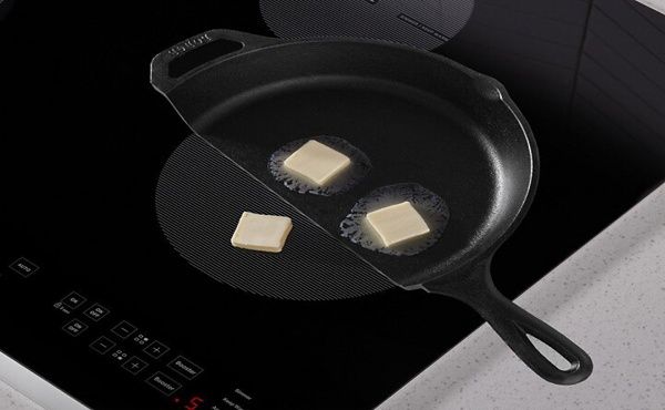 Butter melting in pan on induction cooktop