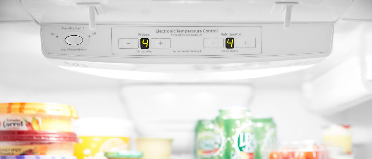 An electronic refrigerator temperature control panel
