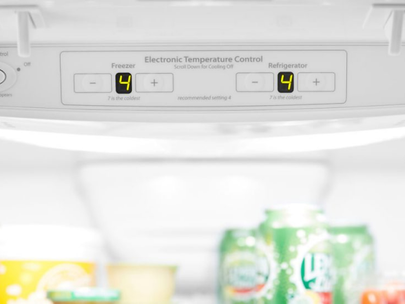 An electronic refrigerator temperature control panel