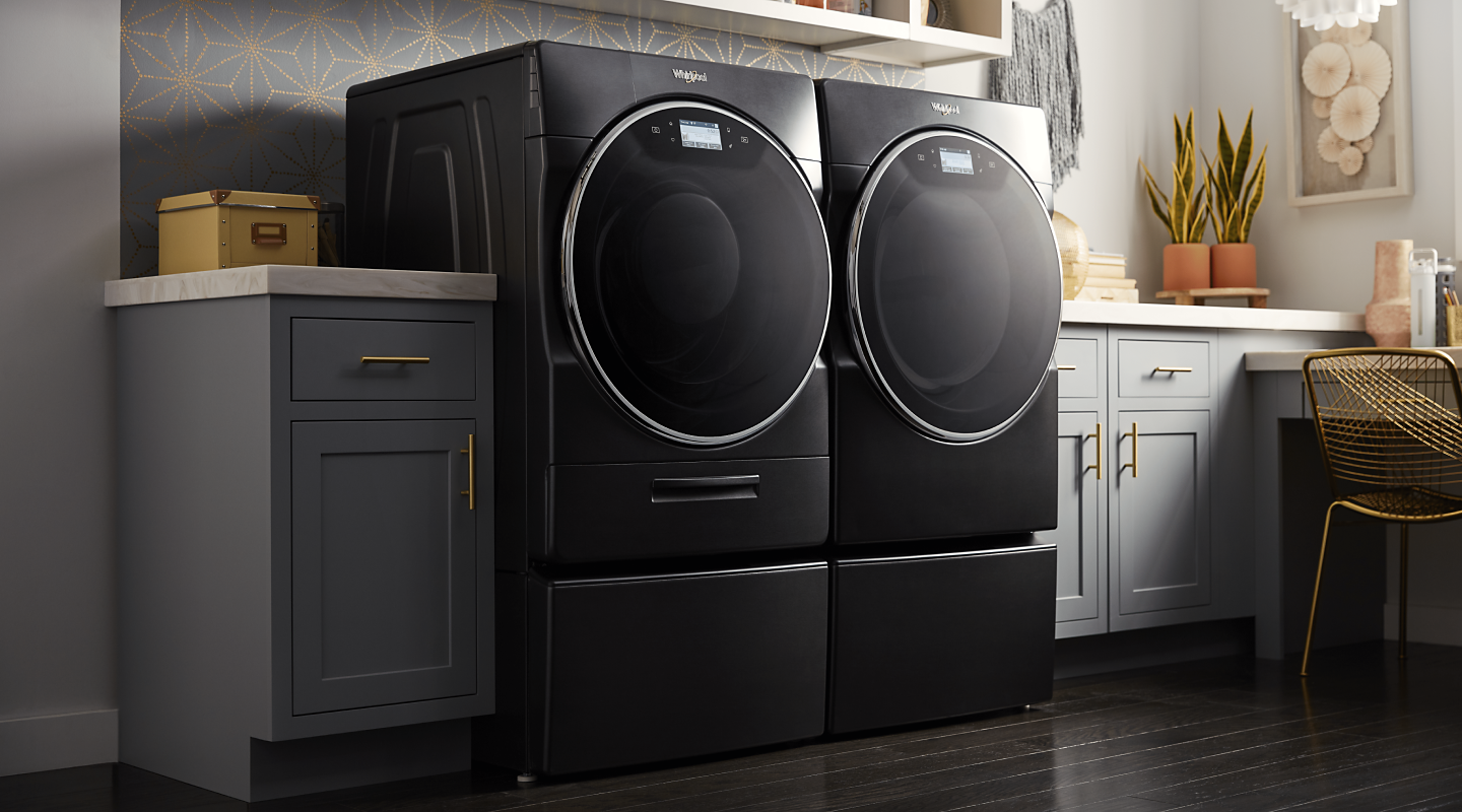 Whirlpool® washer and dryer set in laundry room