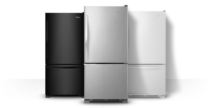 Whirlpool® bottom-freezer refrigerator.