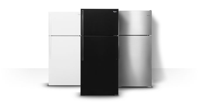 Whirlpool® top-freezer refrigerator.