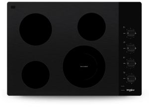 Black 30 Inch Electric Ceramic Glass Cooktop With Dual Radiant Element Wce55us0hb Whirlpool