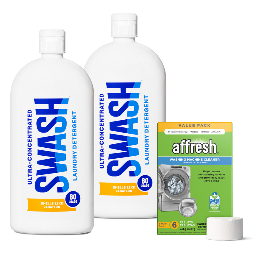 affresh® Washing Machine Cleaner Tablets - 6 Count, Swash® Smells Like Vacation Laundry Detergent (2) 