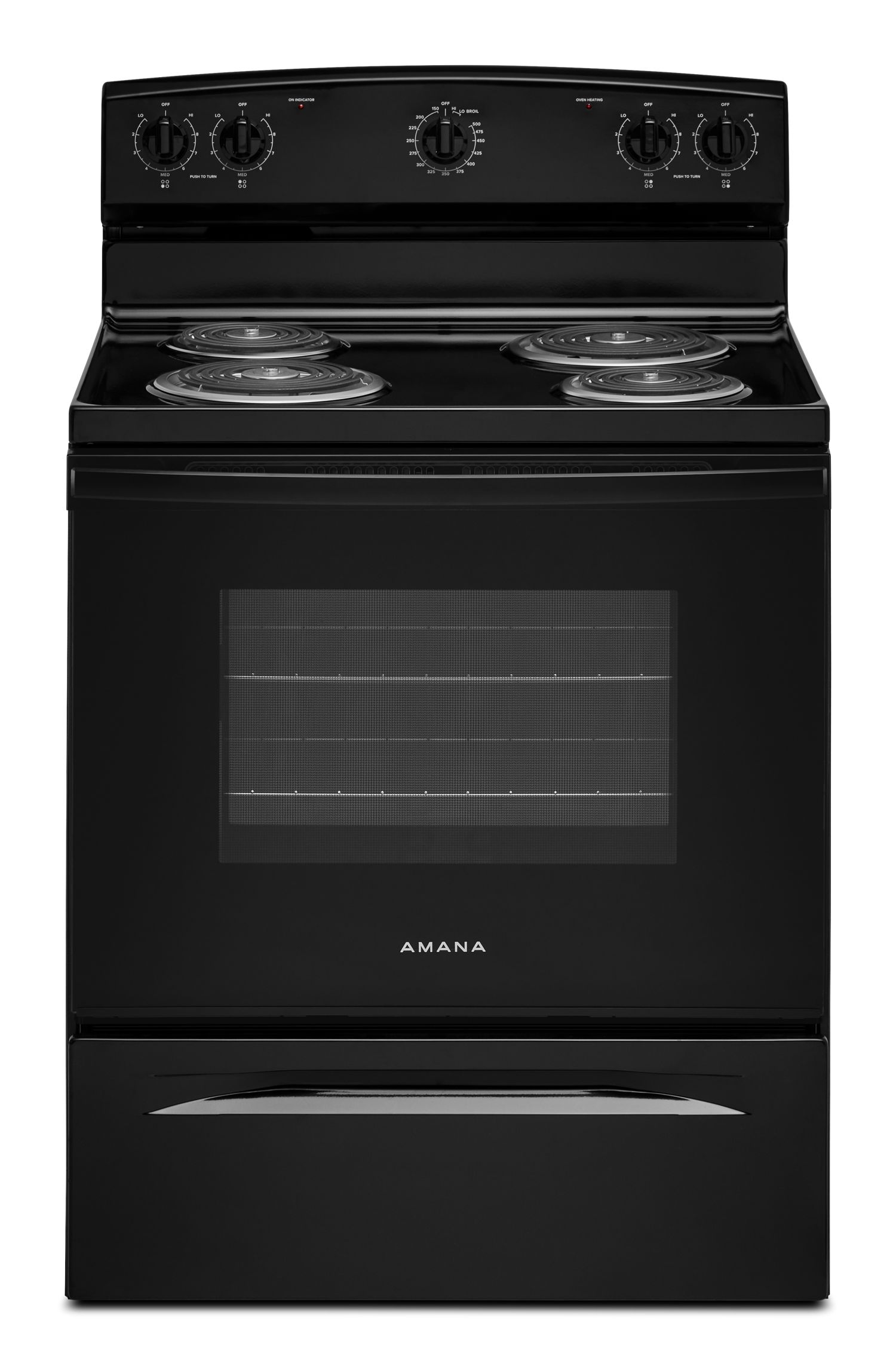 Amana 30" Electric Range with Extra-Large Oven Window in Black