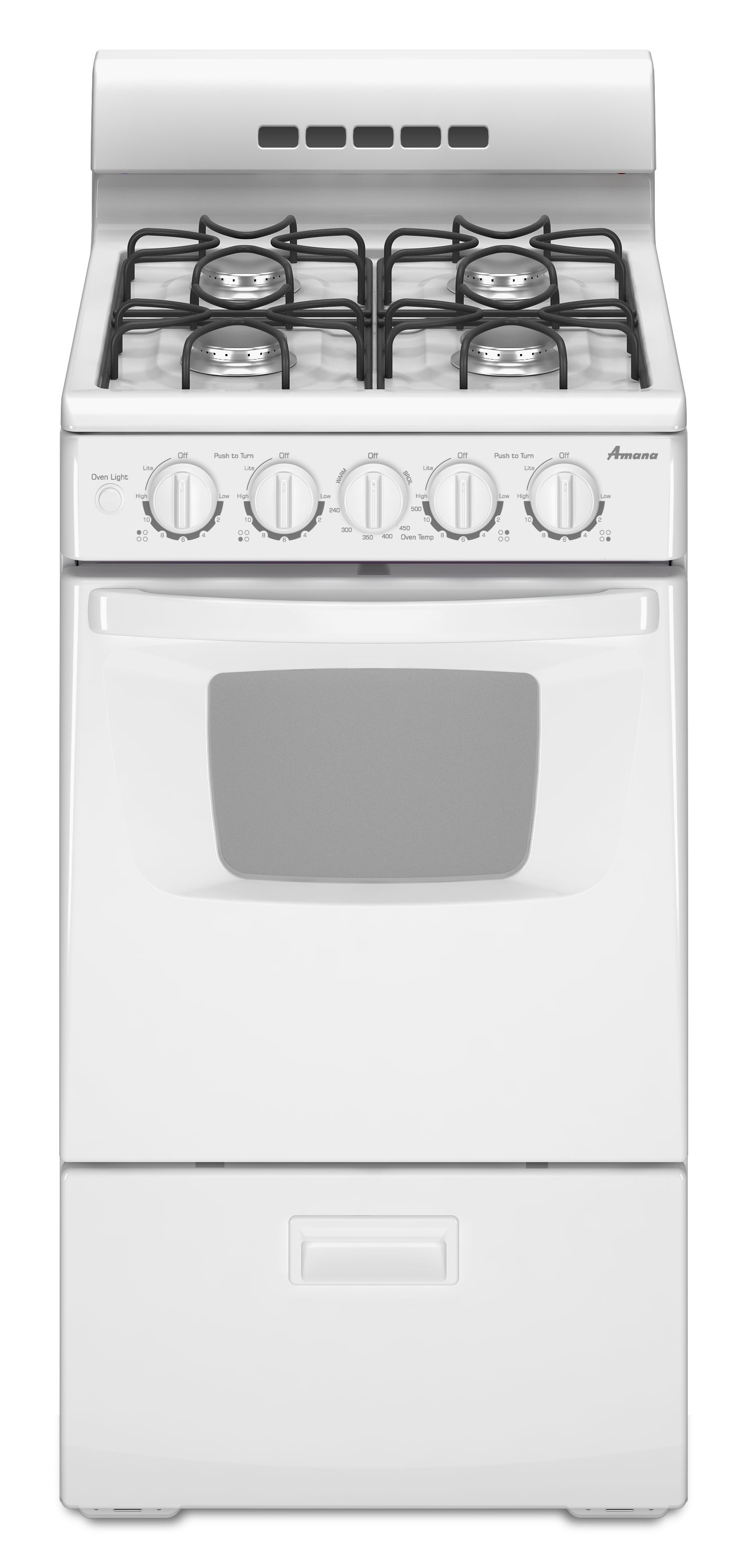 Amana 20" Gas Range with Compact Oven Capacity in White