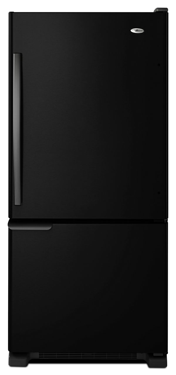 Amana 29" Wide Bottom-Freezer Refrigerator with Garden Fresh Crisper Bins - 18 cu. ft. Capacity in Black-on-Black