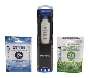 Everydrop® Refrigerator Water Filter 6 - EDR6D1 (Pack Of 1) + Refrigerator FreshFlow™ Air Filter + FreshFlow Produce Preserver Refill