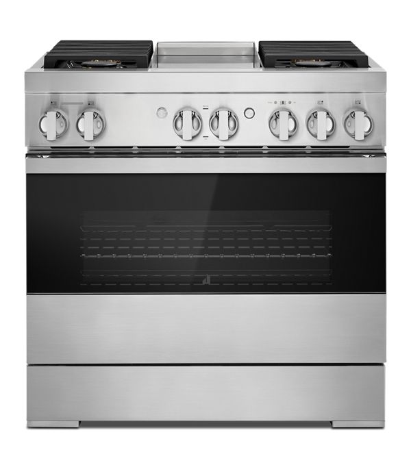 36" NOIR™ Dual-Fuel Professional-Style Range with Chrome-Infused Griddle