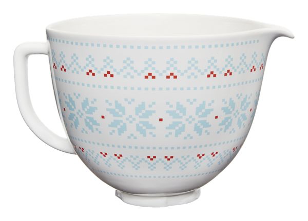 KitchenAid&reg; 5 Quart Patterned Ceramic Bowl - Holiday sweater, cross stitch