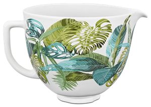 5 Quart Tropical Floral Patterned Ceramic Bowl