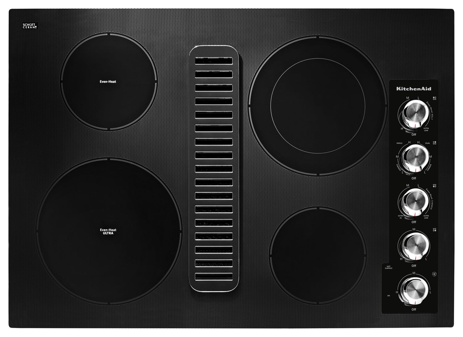 KitchenAid 30" Electric Downdraft Cooktop w/ 4 Elements in Black KCED600GBL