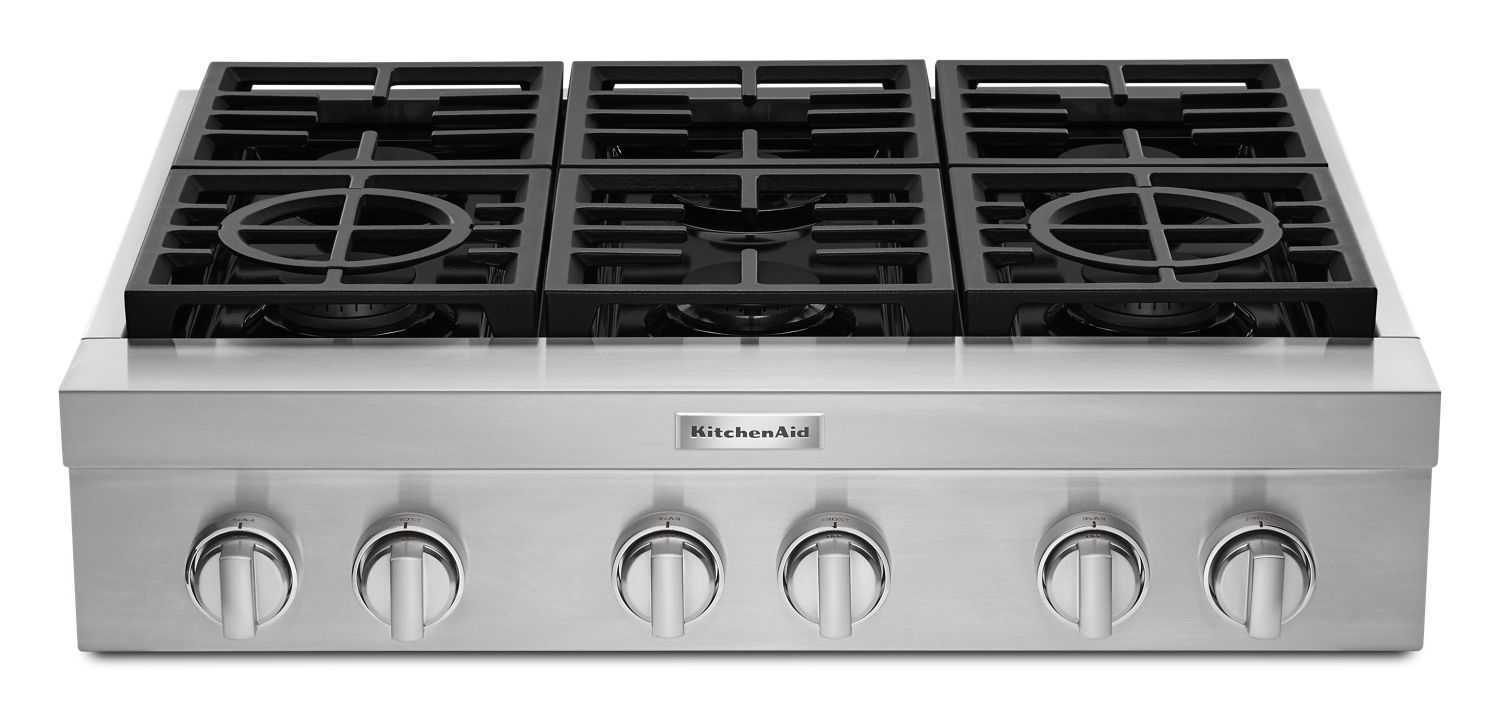 KitchenAid 36'' 6-Burner Commercial-Style Gas Rangetop in Steel KCGC506JSS