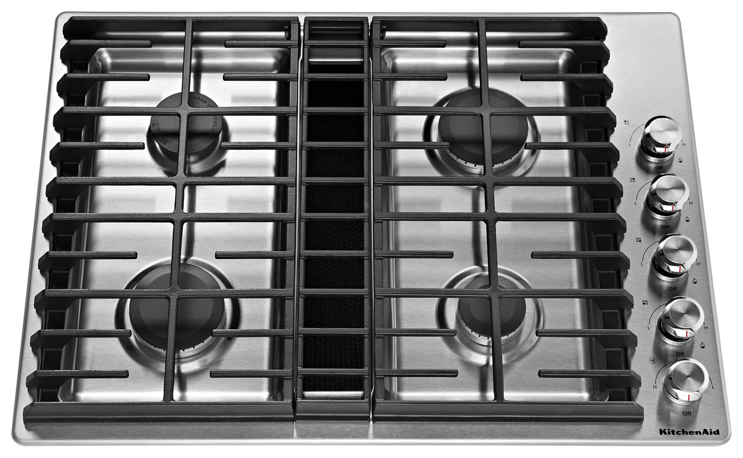 KitchenAid 30" 4 Burner Gas Downdraft Cooktop in Steel KCGD500GSS