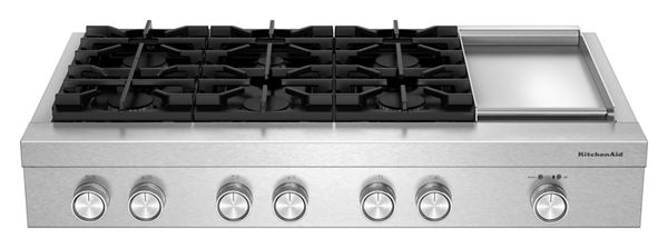 KitchenAid® 48-inch 6-Burner Gas Commercial-Style Rangetop with Griddle