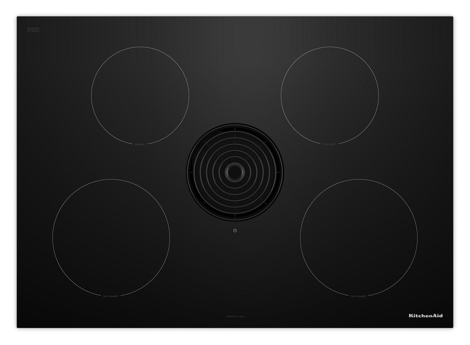 KitchenAid 30" Downdraft Induction Cooktop w/ 4 Cooking Zones in Black KCID930SBL