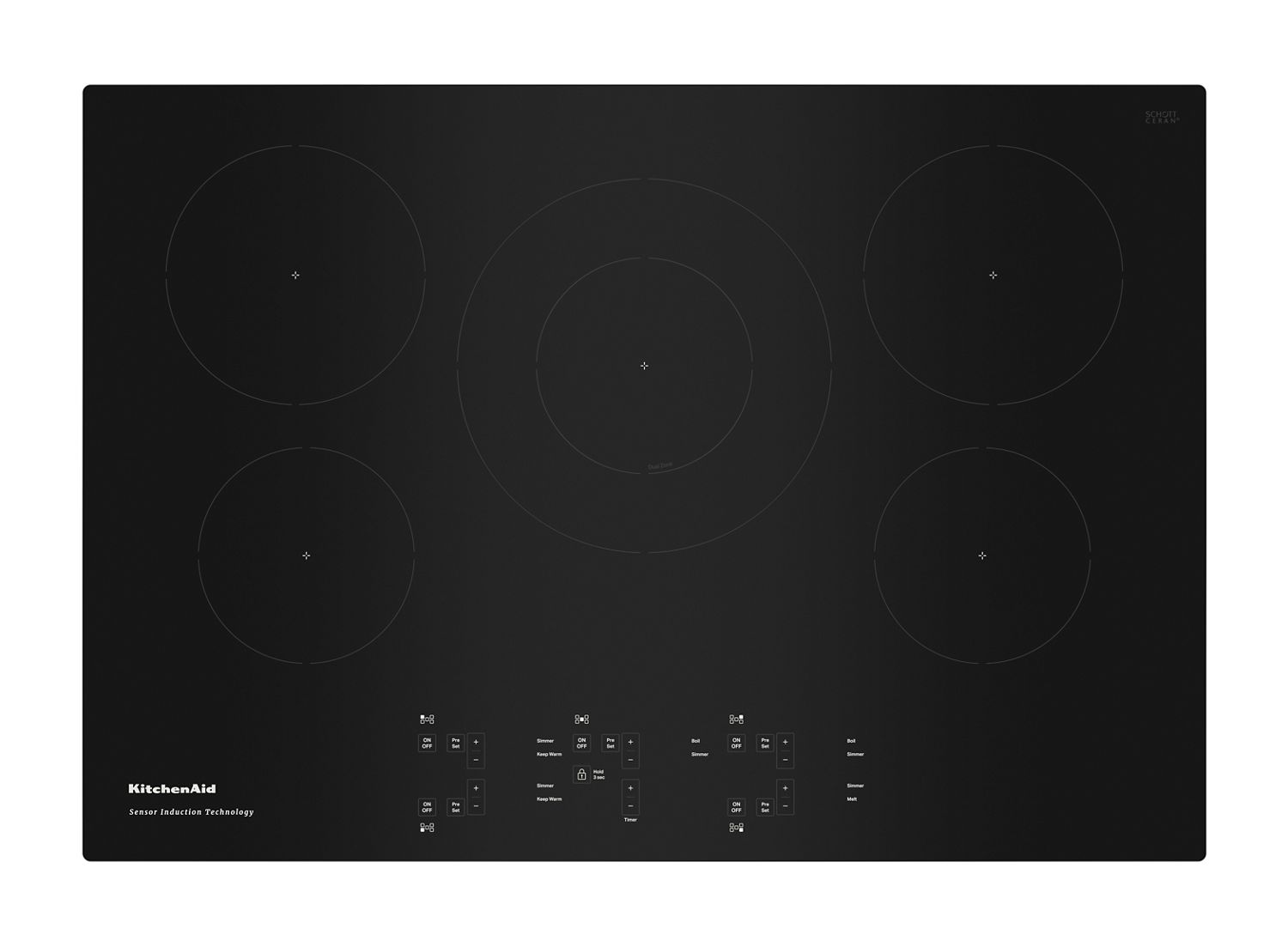 KitchenAid 30 in. 5-Element Sensor Induction Cooktop in Black KCIG550JBL