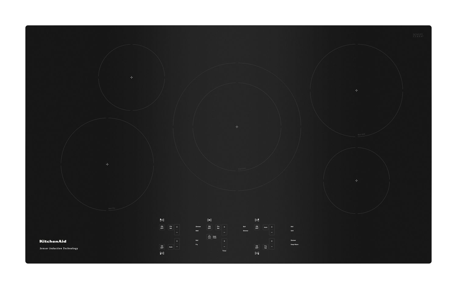 KitchenAid 36 in. 5-Element Sensor Induction Cooktop in Black KCIG556JBL