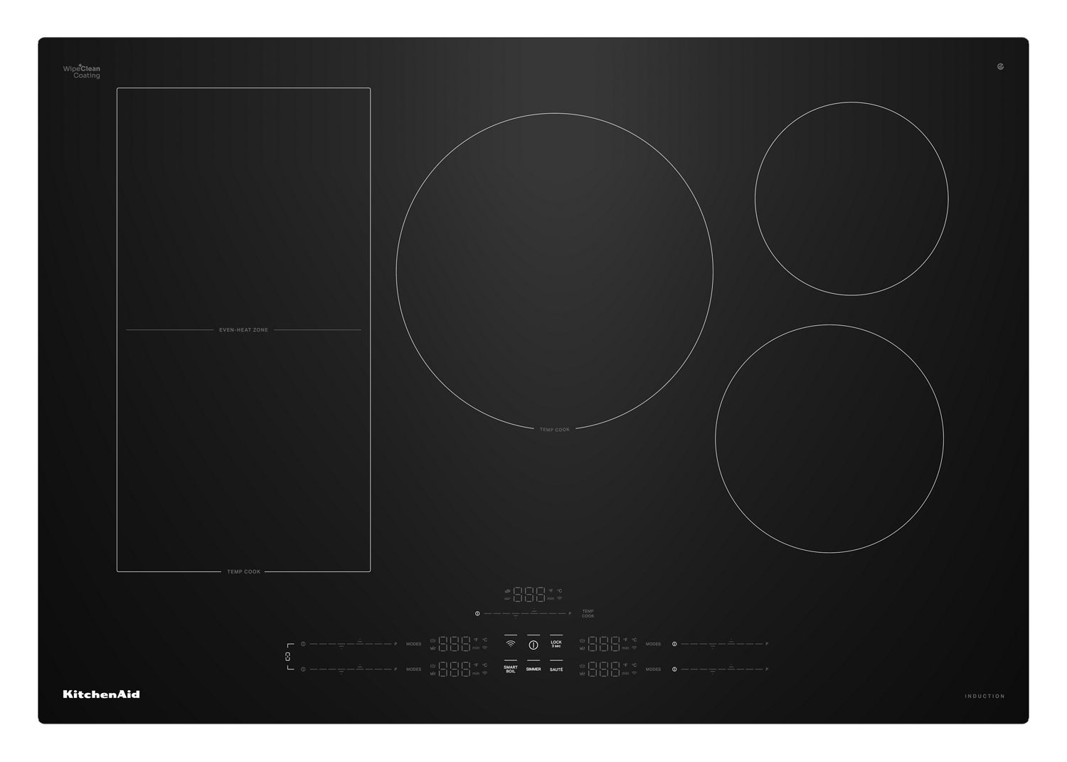 KitchenAid 30" Temp Cook Induction Cooktop w/ 5 Cooking Zones in Black KCIT730SBL