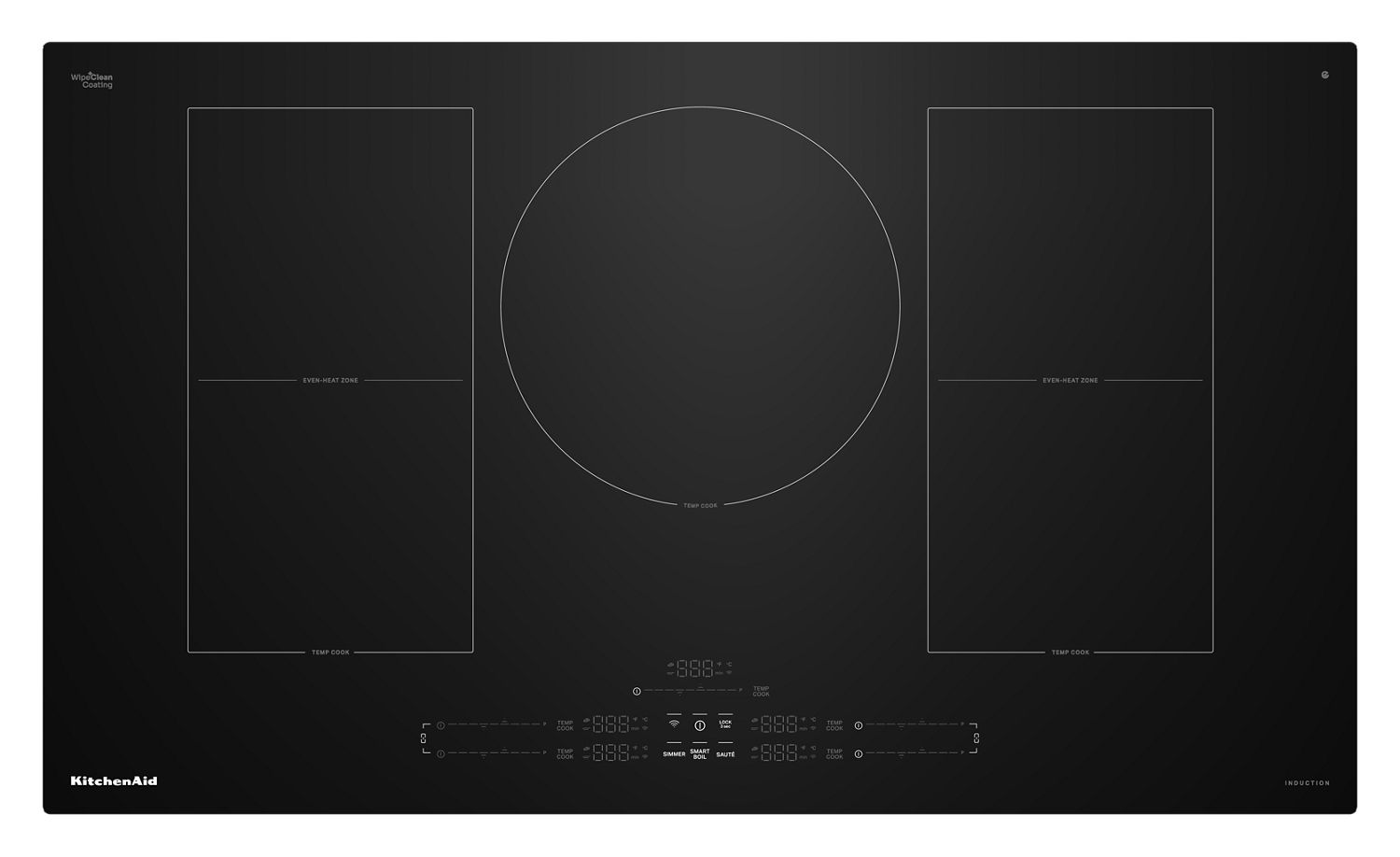 KitchenAid 36" Temp Cook Induction Cooktop w/ 5 Cooking Zones in Black KCIT736SBL