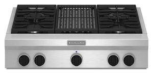 36-Inch 4 Burner with Grill, Gas Rangetop, Commercial-Style