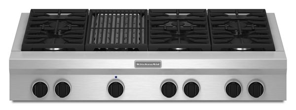 KitchenAid&reg; 48-Inch 6 Burner with Grill, Gas Rangetop, Commercial-Style