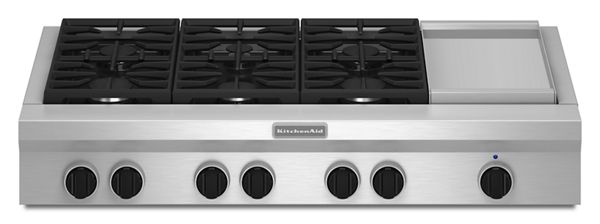 KitchenAid&reg; 48-Inch 6 Burner with Griddle, Gas Rangetop, Commercial-Style